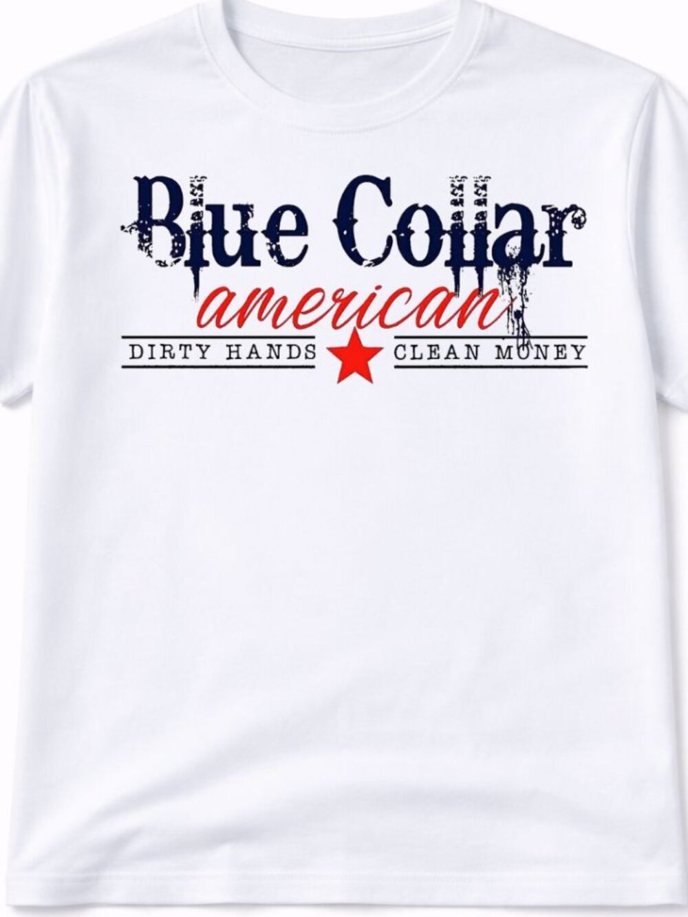 Blue Collar American Graphic T Shirt Trendy Boutique Style Tee Mens Gifts White